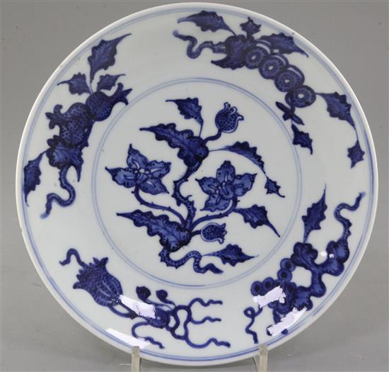 A Chinese Ming style blue and white dish, 19th century, 23.5cm